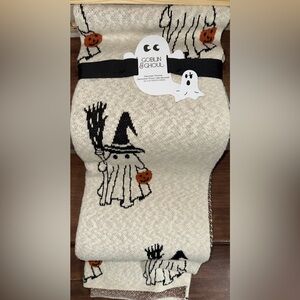 Oversized Throw featuring a Ghost with a Witch's Hat & Broom 🧹alongside pumpkins